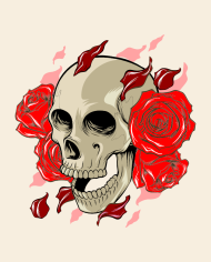 Totenkopf mit Rosen Jutebeutel Design Totenkopf mit Rosen Jutebeutel Design