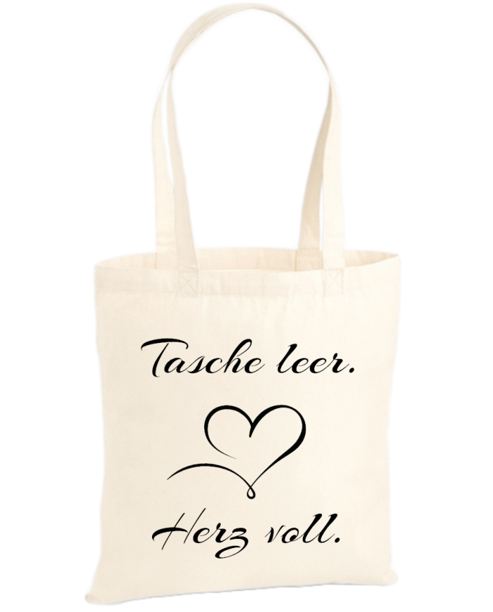 Tasche leer Herz voll Jutebeutel Tasche leer Herz voll Jutebeutel