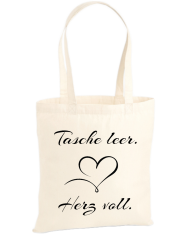 Tasche leer Herz voll Jutebeutel Tasche leer Herz voll Jutebeutel