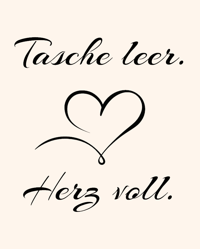 Tasche leer Herz voll Jutebeutel Design Tasche leer Herz voll Jutebeutel Design