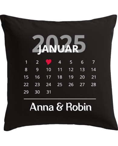 Kalender-Datum-Kissen schwarz Kalender-Datum-Kissen schwarz