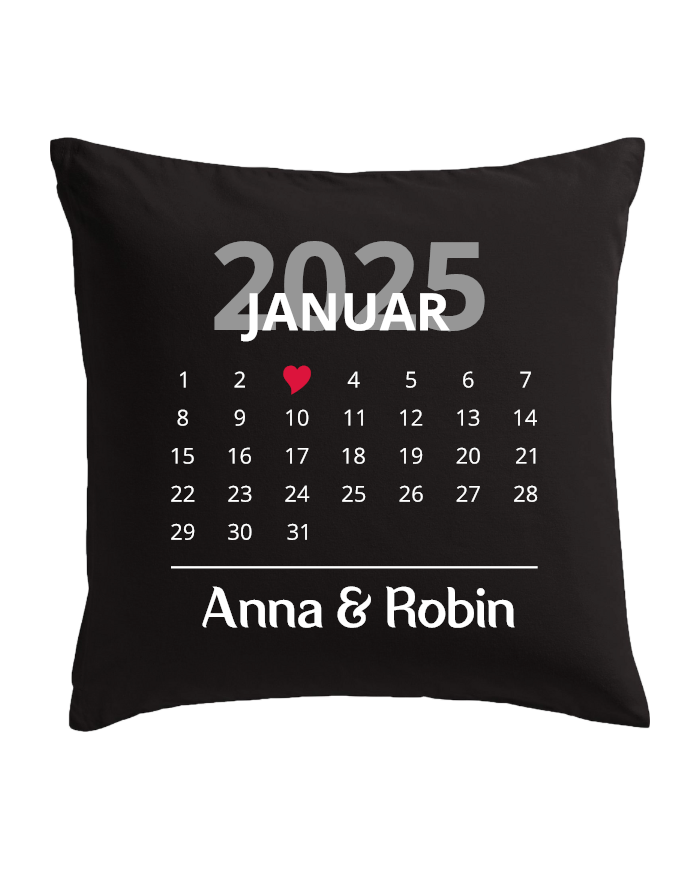 Kalender-Datum-Kissen schwarz Kalender-Datum-Kissen schwarz