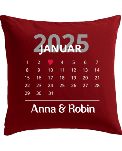 Kalender-Datum-Kissen rot Kalender-Datum-Kissen rot