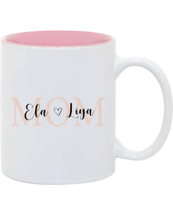 Mom mit Wunschnamen Tasse rosa