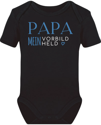 Papa mein Vorbild und Held Babybody schwarz