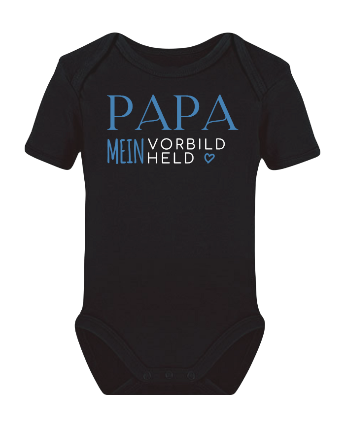 Papa mein Vorbild und Held Babybody schwarz