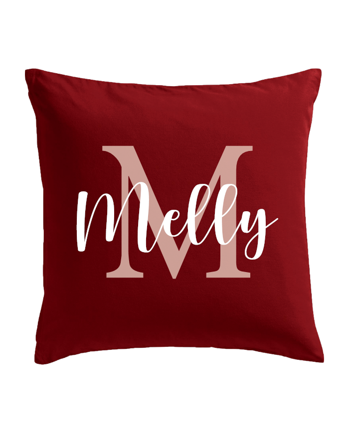 Wunschname mit Initialen Kissenbezug rot