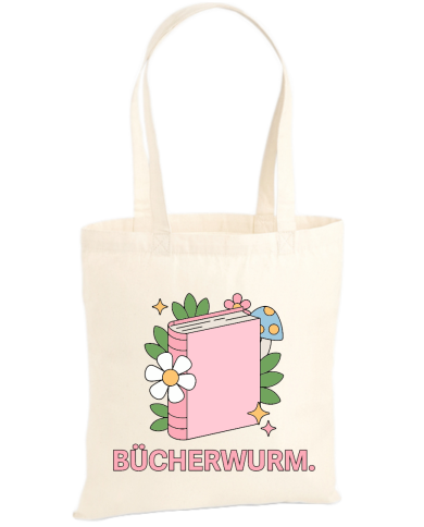 Bücherwurm Jutebeutel