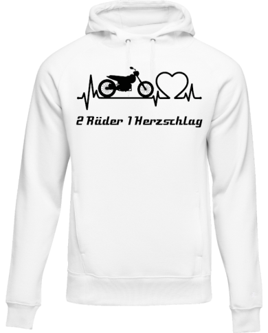 2 Räder 1 Herzschlag Hoodie weiß
