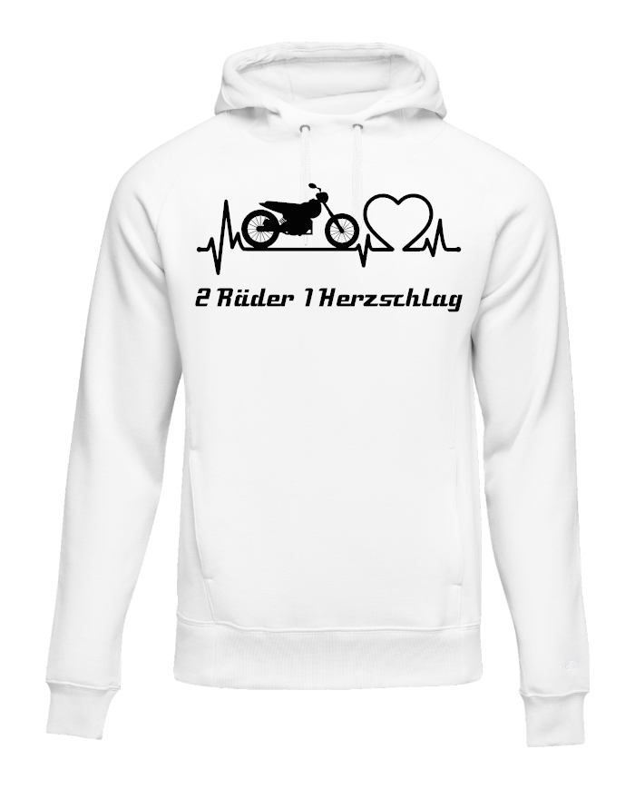 2 Räder 1 Herzschlag Hoodie weiß