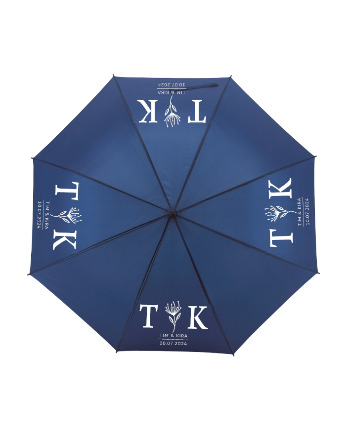 Personalisierter Regenschirm mit Initialen & Datum – Hochwertiger Partnerschirm