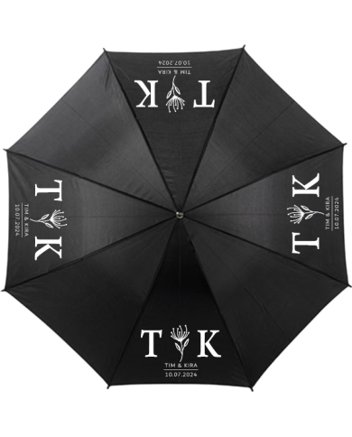 Personalisierter Regenschirm mit Initialen & Datum – Hochwertiger Partnerschirm