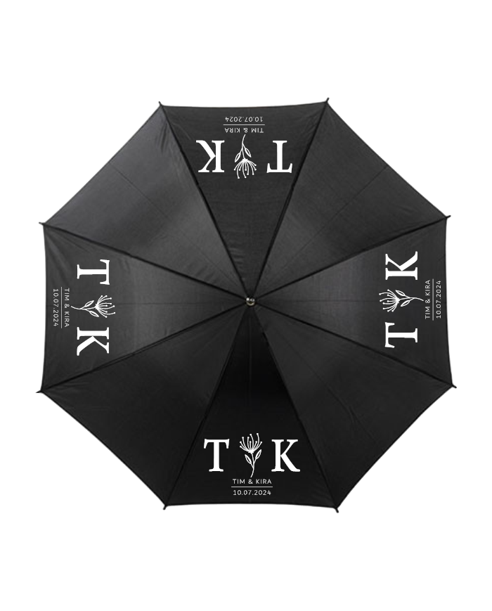 Personalisierter Regenschirm mit Initialen & Datum – Hochwertiger Partnerschirm