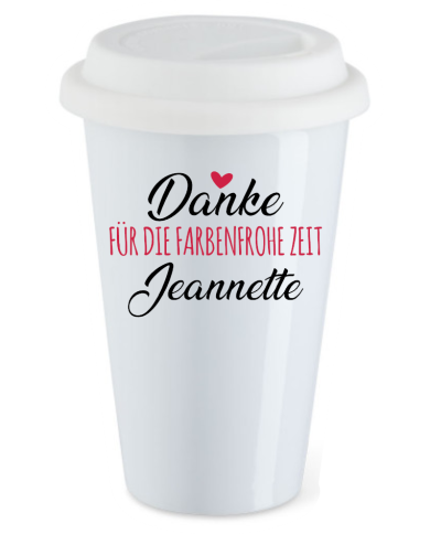 Danke für die farbenfrohe Zeit mit Wunschnamen Coffee to go Becher