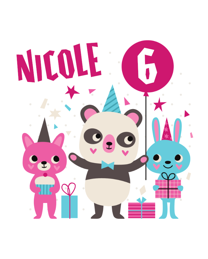 Wunschnamen Geburtstag Tiere T-Shirt Design