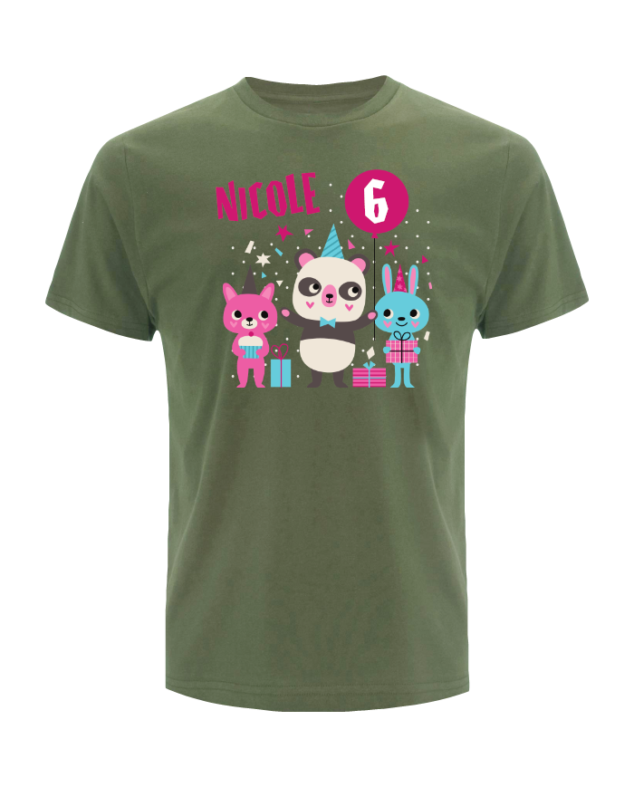 Wunschnamen Geburtstag Tiere T-Shirt grün