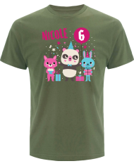 Wunschnamen Geburtstag Tiere T-Shirt grün