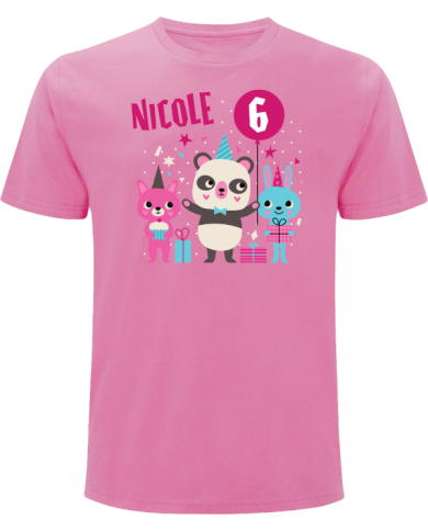 Wunschnamen Geburtstag Tiere T-Shirt pink
