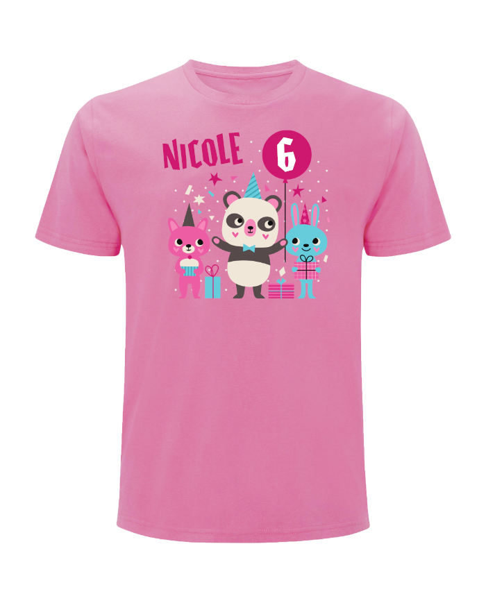 Wunschnamen Geburtstag Tiere T-Shirt pink