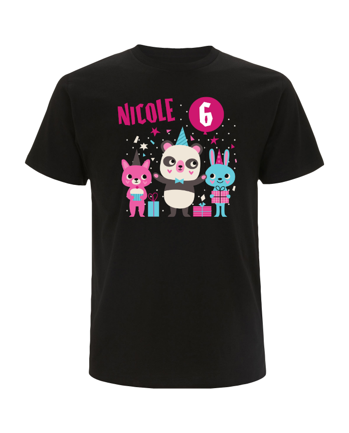 Wunschnamen Geburtstag Tiere T-Shirt schwarz