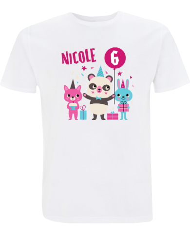 Wunschnamen Geburtstag Tiere T-Shirt weiß