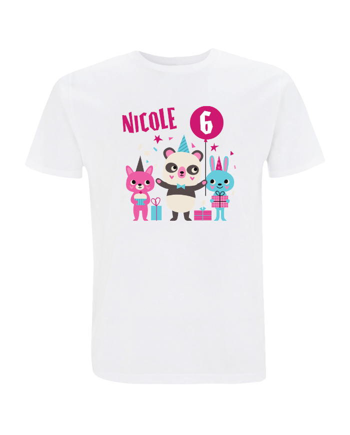 Wunschnamen Geburtstag Tiere T-Shirt weiß