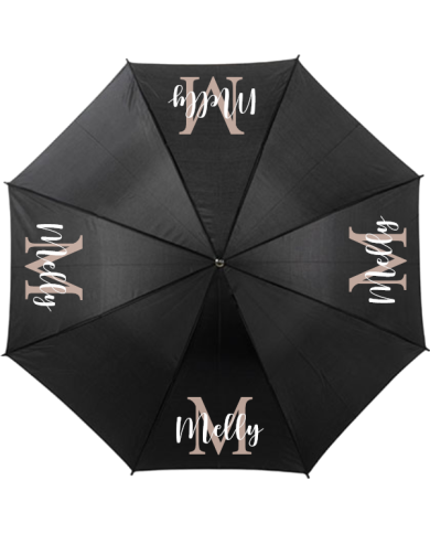 Wunschname mit Initialen Regenschirm schwarz