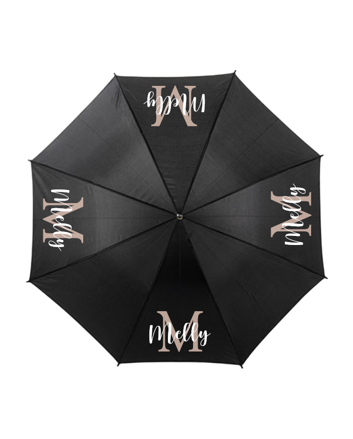 Wunschname mit Initialen Regenschirm schwarz