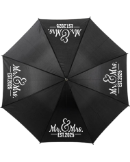 Mr und Mrs Est. Wunschjahr Regenschirm schwarz