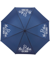 Mr und Mrs Est. Wunschjahr Regenschirm blau