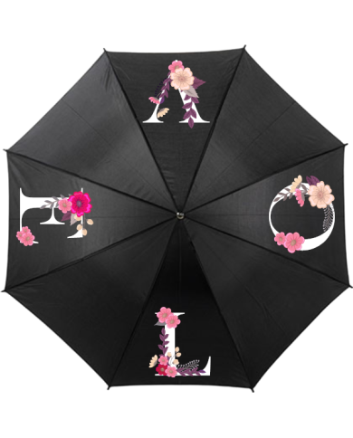 Love verziert mit Blumen Regenschirm schwarz