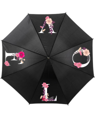 Love verziert mit Blumen Regenschirm schwarz