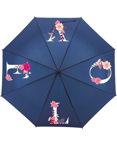 Love verziert mit Blumen Regenschirm blau