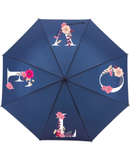 Love verziert mit Blumen Regenschirm blau