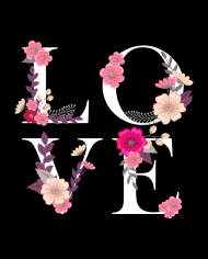 Love verziert mit Blumen Regenschirm