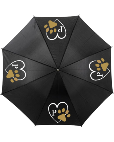 Pfotenliebe mit Initial Regenschirm schwarz