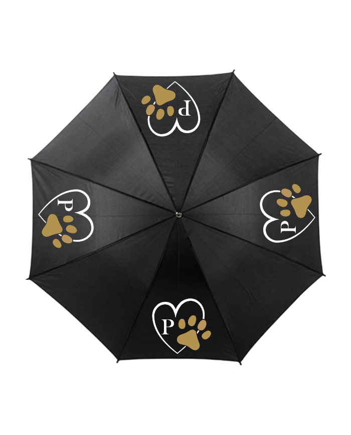 Pfotenliebe mit Initial Regenschirm schwarz