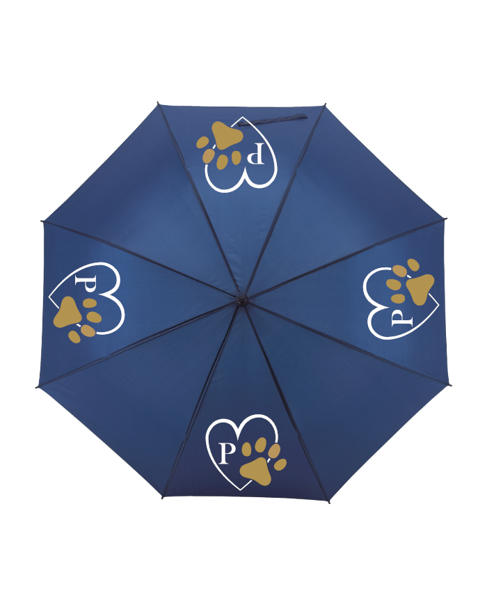Pfotenliebe mit Initial Regenschirm blau