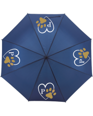 Pfotenliebe mit Initial Regenschirm blau