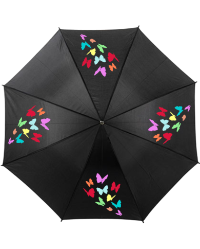 Schmetterlinge bunt Regenschirm schwarz