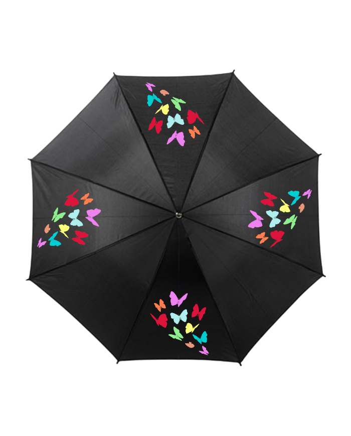 Schmetterlinge bunt Regenschirm schwarz