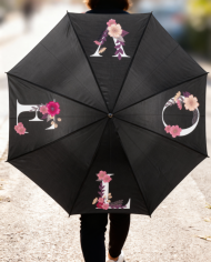 Love verziert mit Blumen Regenschirm