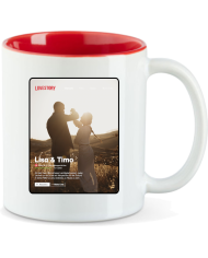 Tasse „Lovestory – Personal Cover Edition“ Personalisierte Fototasse im Serien-Design