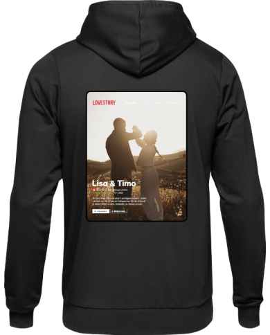 Hoodie „Lovestory Cover“ Personalisiertes Netflix-Poster mit deinem Foto