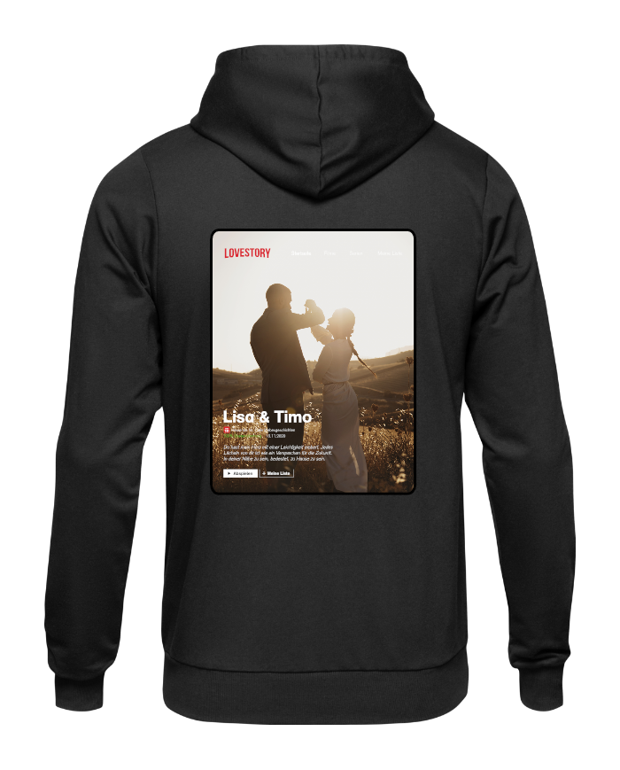 Hoodie „Lovestory Cover“ Personalisiertes Netflix-Poster mit deinem Foto