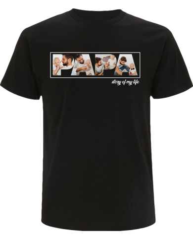 Papa - Vater & Sohn Fotocollage T-Shirt schwarz