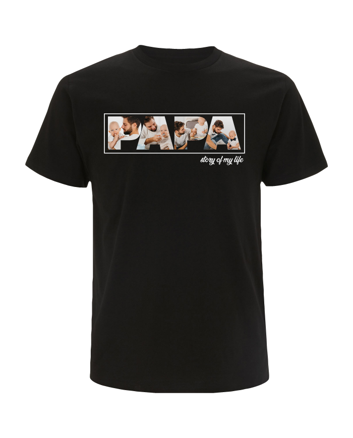 Papa - Vater & Sohn Fotocollage T-Shirt schwarz
