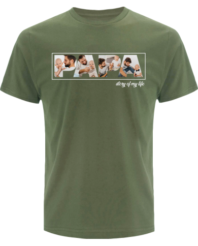 Papa - Vater & Sohn Fotocollage T-Shirt khaki