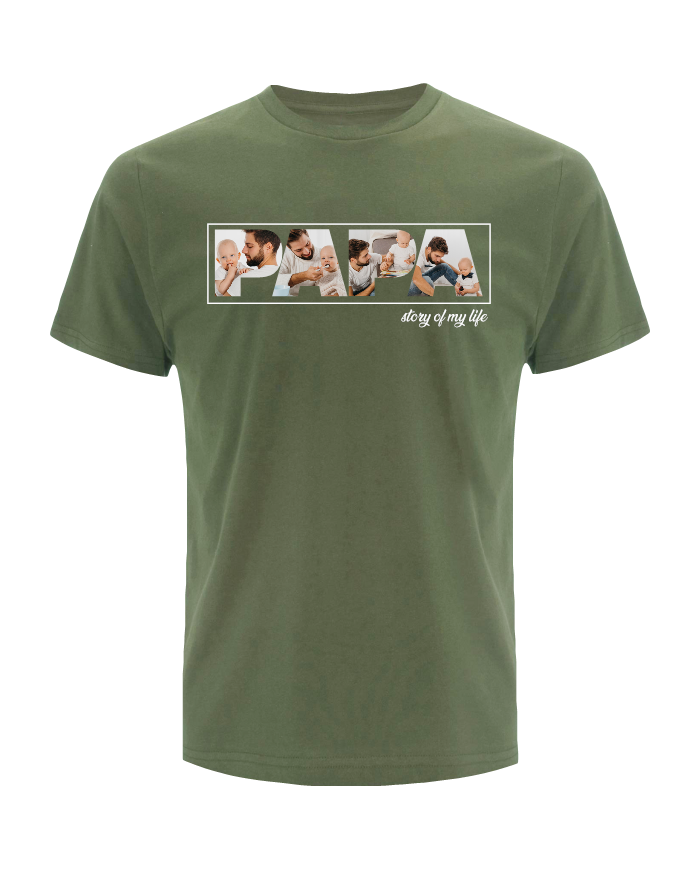 Papa - Vater & Sohn Fotocollage T-Shirt khaki