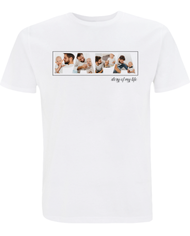 Papa - Vater & Sohn Fotocollage T-Shirt weiß